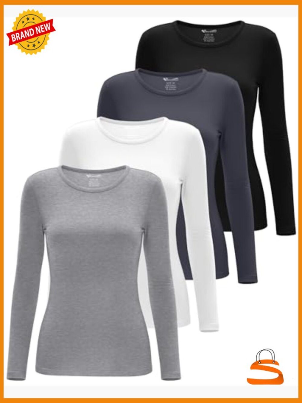4 Pack Women's Underscrub Shirts Long Sleeve Crewneck Tops Nurse Slim Fit Soft - Picture 3 of 7